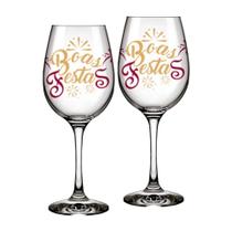 Kit Com 2 Taças de Vinho - Natal Mágico Kit Com 2 Taças de Vinho - Natal Mágico