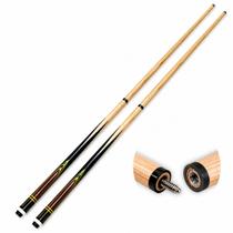 Kit com 2 Tacos De Sinuca Bilhar Snooker Em Madeira Profissional Ponta Preta Bipartido Rosca Desmontável 145cm Castela