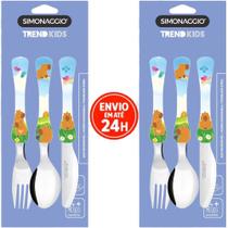 Kit Com 2 Talher Infantil Capivara Inox Simonaggio Disney Garfo e Faca