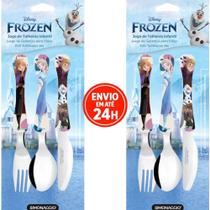 Kit Com 2 Talher Infantil Frozen Inox Simonaggio Disney Garfo e Faca