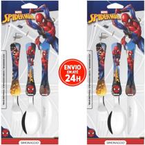 Kit Com 2 Talher Infantil Homem Aranha Inox Simonaggio Disney Garfo e Faca