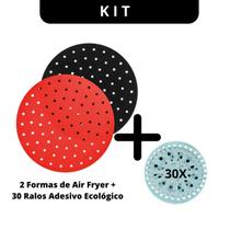 Kit com 2 Tapetes de Silicone para Air Fryer e 30 Ralos Adesivos Ecologicos Coletor de Pelos