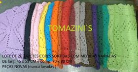 Kit com 2 tapetes retangular de crochê 37x57 cm cores conforme variação
