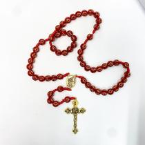 Kit com 2 Terços crucifixo dourado de nossa Senhora Aparecida e São Cristóvão - Filó Modas