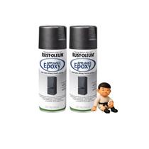 Kit com 2 tinta spray rust-oleum epoxi aço inoxidavel preto