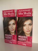 Kit com 2 Tintas para Cabelo Alta Moda Cor 3 Castanho Escuro Alfaparf