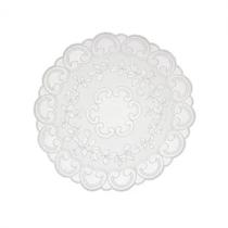 Kit Com 2 Toalha De Bandeja Crochê Redonda 38cm Em Pvc Cor Branco Flor