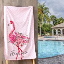 Kit com 2 Toalhas de Praia Aveludada 140 cm x 70 cm Flamingo Sultan