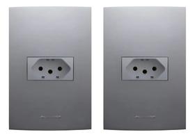 Kit Com 2 Tomadas Simples 10A Sem Parafuso Aparente