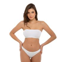 Kit com 2 Top Faixa Poliamida Sem Costura Sem Bojo Sem Alça Canelado Marca Trifil