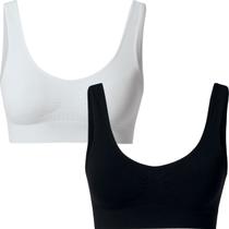 Kit Com 2 Top Fitness Regata Feminino She Lingerie Microfibra Sem Bojo