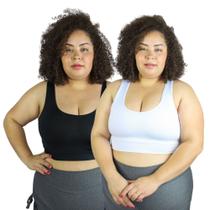 Kit com 2 Top PLUS SIZE Feminino FItness academia esporte Dia-a-dia Kit com 2 Top PLUS SIZE Feminino FItness academia esporte Dia-a-dia