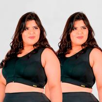 Kit com 2 Top Plus Size Fitness Esportivo Zíper Sustentação Tamanho:G3Cor:PretoGenero:Feminino Kit com 2 Top Plus Size Fitness Esportivo Zíper Sustentação Tamanho:G3Cor:PretoGenero:Feminino