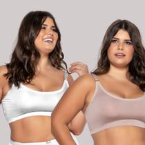 Kit Com 2 Top Plus Size Sem Bojo Alças Reforçadas Feminino