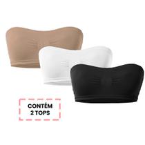 Kit Com 2 Top Sutiã Faixa Sem Bojo E Sem Aro Plié Basic Modelo Sem Costura
