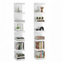 Kit com 2 torres de parade organizador livros estante vertical decoração premium albergoni branco