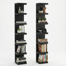 Kit com 2 torres de parade organizador livros estante vertical decoração premium albergoni preto Kit com 2 torres de parade organizador livros estante vertical decoração premium albergoni preto