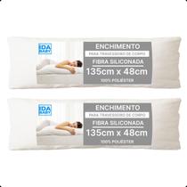 Kit com 2 Travesseiros de Corpo Inteiro Gigante Com Enchimento Na Cor Branca 1,35mt