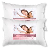 Kit com 2 Travesseiros Percal 200 Fios Fibra Siliconada 70 X 50 Centímetros Branco Casa Dona