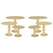 Kit Com 2 Trios De boleiras, Trio De Bandejas Para Doces, Boleiras de madeira Torneada e Disco Em Mdf Cru Pro