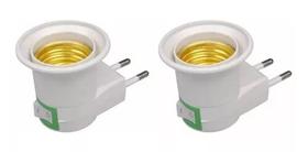 Kit com 2 Un Adaptadores E27 Bocal Lâmpada Tomada Botão Liga/desliga