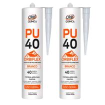 Kit Com 2 Unidades Adesivo Poliuretano Orbiflex PU40 Uso Geral Pintável Após Cura Flexível Excelente