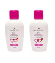 Kit com 2 unidades de gel para massagem e lubrificante intimo hot 60ml dermattive