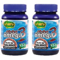 Kit com 2 unidades omega 3 alpha c/ 150 cápsulas unilife anvisa 622340077