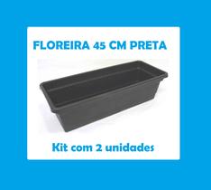 Kit com 2 unidades - Vaso Jardineira Floreira 45 cm Preta Para Flores Temperos