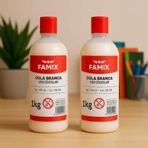 Kit com 2 Uniidades de Cola Branca Escolar 1kg Famix Uso Escolar