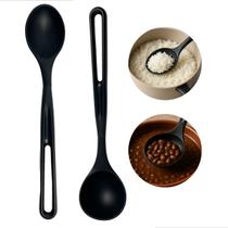 Kit Com 2 Utensílios De Cozinha Em Silicone Preto Resistente ao Calor Conjunto Colher e Concha