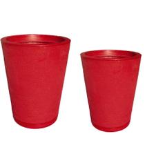 Kit com 2 vasos coluna grafiato decorativo de luxo para plantas com prato