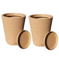 Kit com 2 vasos colunas grafiato decorativa de luxo para plantas e flores com prato - 50x31