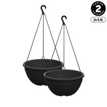 Kit com 2 Vasos Cuia Suspensos 4,4L com Gancho Plástico Diversas Cores