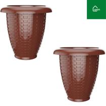 Kit com 2 Vasos Rattan Para Flores Jardim para Casa e Apartamento 26 Lts