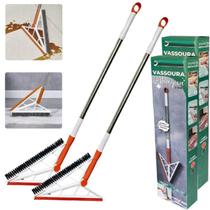 Kit com 2 Vassouras Mágica 2 Em 1 Vassoura E Rodo com Regulagem Barra Telescópica Limpeza Multiuso Chão Vidro Azulejo Janelas