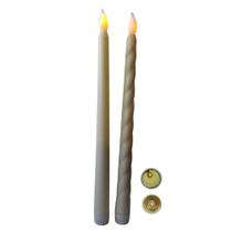 Kit Com 2 Velas Bege Led Chama Viva 27,5cm Acrilonitrilo - Bivolt.