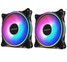 Kit com 2 Ventoinhas WIND RGB Rainbow 120MM Preto Kit com 2 Ventoinhas WIND RGB Rainbow 120MM Preto