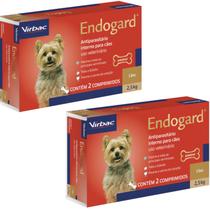 Kit Com 2 Vermífugo Cães Endogard Virbac C/ 2 Comprimidos Até 2,5kg