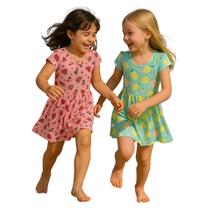 kit com 2 vestido infantil em micro com proteção UV 50