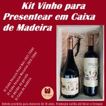 Kit com 2 Vinho Tinto Pinot Noir Peruzzo 750ml Caixa em Madeira piuns Kit com 2 Vinho Tinto Pinot Noir Peruzzo 750ml Caixa em Madeira piuns