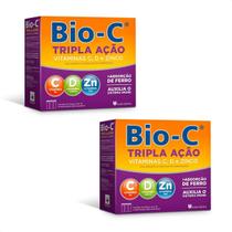 Kit com 2 Vitamina C D Zinco Bio-C Tripla Ação 30 Comp Eferv Kit com 2 Vitamina C D Zinco Bio-C Tripla Ação 30 Comp Eferv