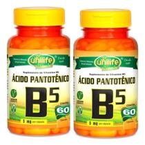 Kit com 2 Vitaminas B5 Acido Pantotenico 60 Capsulas de 500mg Unilife