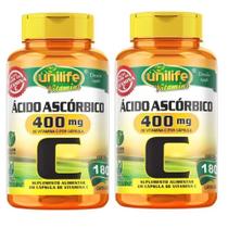 Kit com 2 Vitaminas C - Acido Ascorbico 750mg 180 Capsulas Unilife