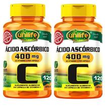 Kit com 2 Vitaminas C Ácido Ascórbico Unilife 120 750mg cápsulas Original