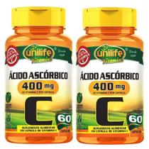Kit Com 2 Vitaminas C Ácido Ascórbico60 750Mg Cápsulas