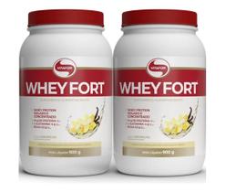 Kit com 2 whey fort vitafor 900gr whey protein sabor baunilha Kit com 2 whey fort vitafor 900gr whey protein sabor baunilha
