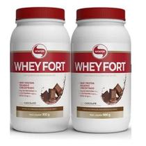 Kit com 2 whey fort vitafor 900gr whey protein sabor chocolate Kit com 2 whey fort vitafor 900gr whey protein sabor chocolate