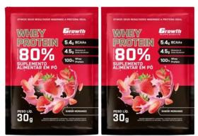 Kit Com 2 Whey Protein 80% 30g Growth Morango