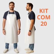 Kit Com 20 Avental De Pvc Forrado Impermeável Tiras Soldadas Branco